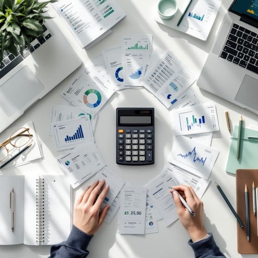 Organized financial documents representing business success